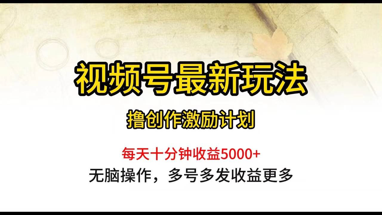 视频号最新玩法，每日一小时月入5000+-淘金创客