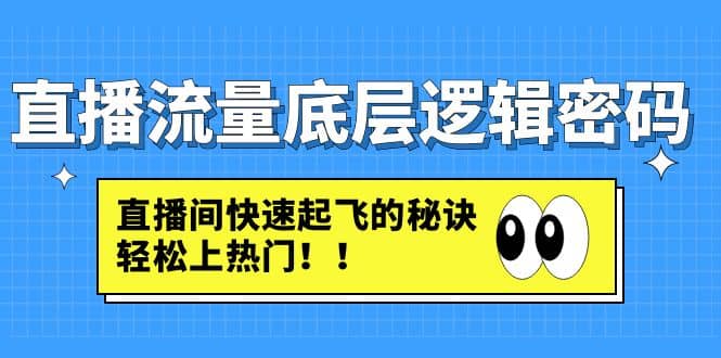 直播流量底层逻辑密码：直播间快速起飞的秘诀，轻松上热门-淘金创客