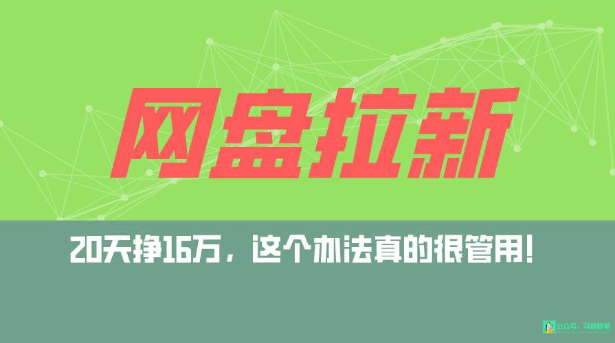 网盘拉新+私域全自动玩法，0粉起号，小白可做，当天见收益，已测单日破5000-淘金创客