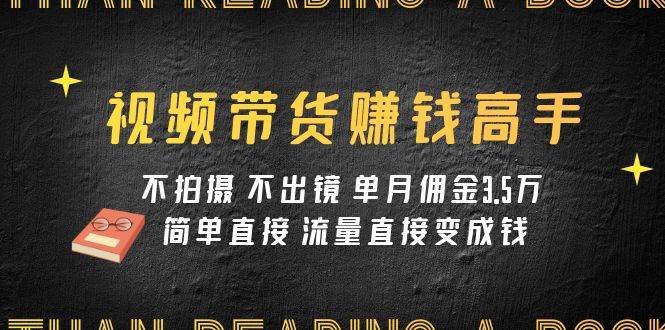 视频带货赚钱高手课程：不拍摄 不出镜 单月佣金3.5w 简单直接 流量直接变钱-淘金创客