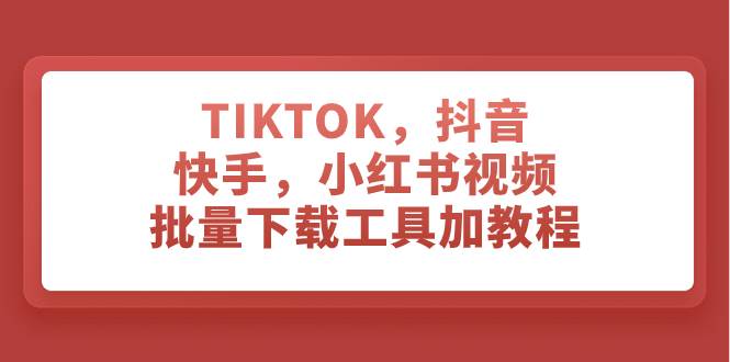 TIKTOK，抖音，快手，小红书视频批量下载工具加教程-淘金创客