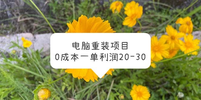 电脑系统重装项目，0成本一单利润20-30-淘金创客