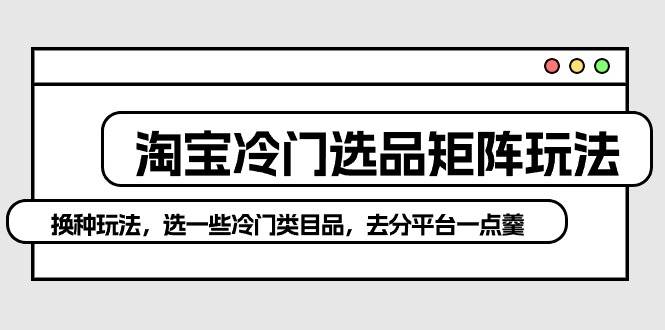 淘宝冷门选品矩阵玩法：换种玩法，选一些冷门类目品，去分平台一点羹-淘金创客