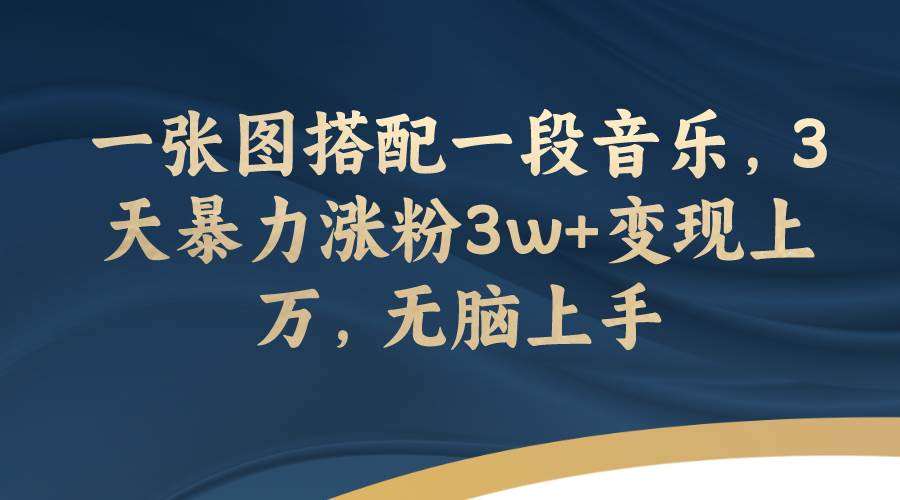 一张图搭配一段音乐，3天暴力涨粉3w+变现上万，无脑上手-淘金创客