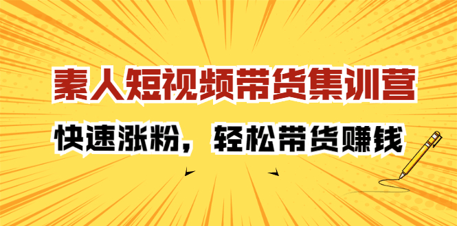 素人短视频带货集训营：快速涨粉，轻松带货赚钱-淘金创客