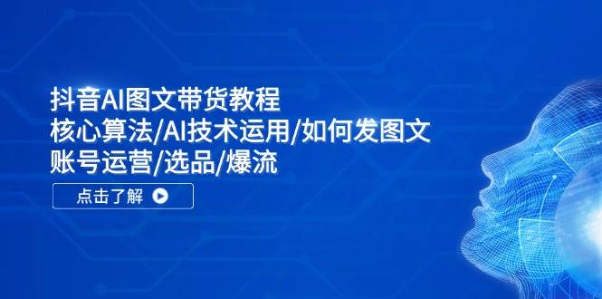 抖音AI图文带货教程：核心算法/AI技术运用/如何发图文/账号运营/选品/爆流-淘金创客