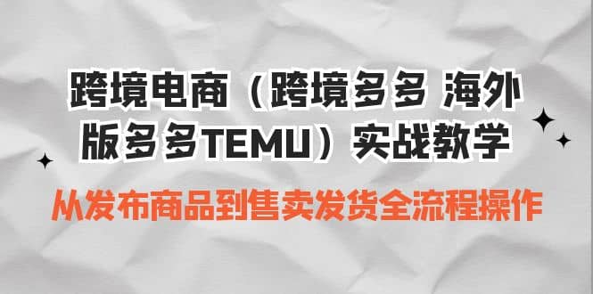 跨境电商（跨境多多 海外版多多TEMU）实操教学 从发布商品到售卖发货全流程-淘金创客