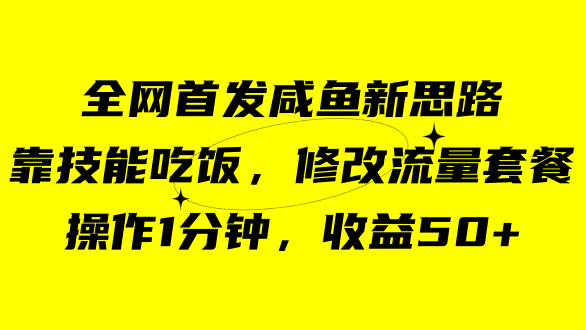 咸鱼冷门新玩法，靠“技能吃饭”，修改流量套餐，操作1分钟，收益50+-淘金创客