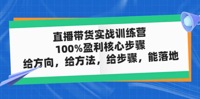 直播带货实战训练营：100%盈利核心步骤，给方向，给方法，给步骤，能落地-淘金创客