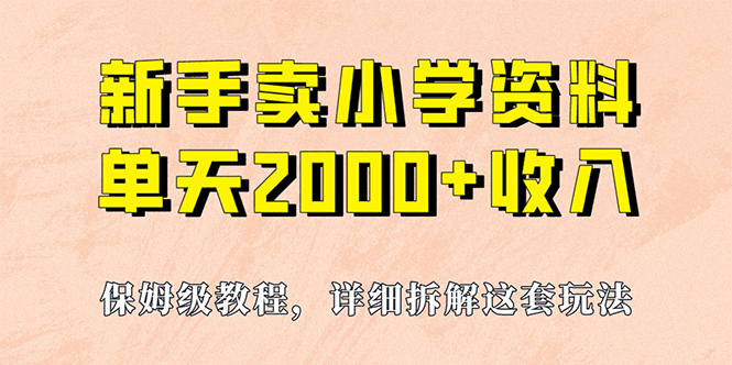 我如何通过卖小学资料，实现单天2000+，实操项目，保姆级教程+资料+工具-淘金创客