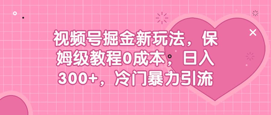 视频号掘金新玩法，保姆级教程0成本，日入300+，冷门暴力引流-淘金创客