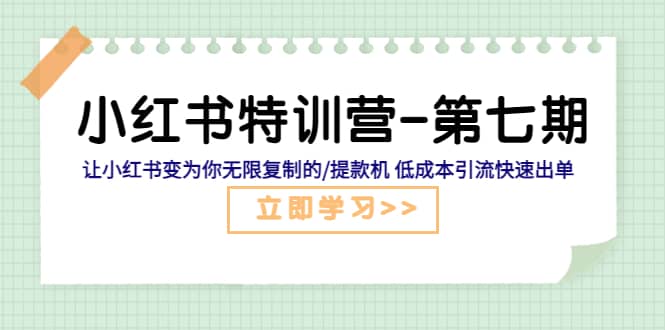 小红书特训营-第七期 让小红书变为你无限复制的/提款机 低成本引流快速出单-淘金创客