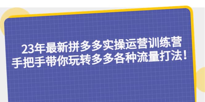 23年最新拼多多实操运营训练营：手把手带你玩转多多各种流量打法！-淘金创客