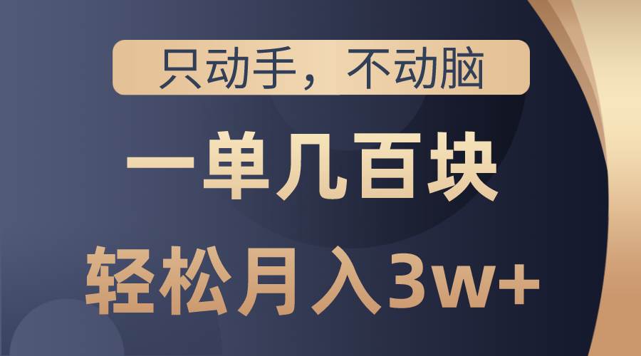 只动手不动脑，一单几百块，轻松月入3w+，看完就能直接操作，详细教程-淘金创客