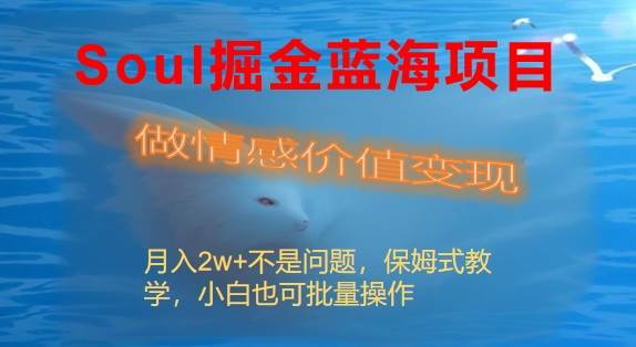 Soul掘金蓝海项目细分赛道，做情感价值变现，月入2w+不是问题-淘金创客