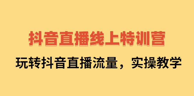 抖音直播线上特训营：玩转抖音直播流量，实操教学-淘金创客