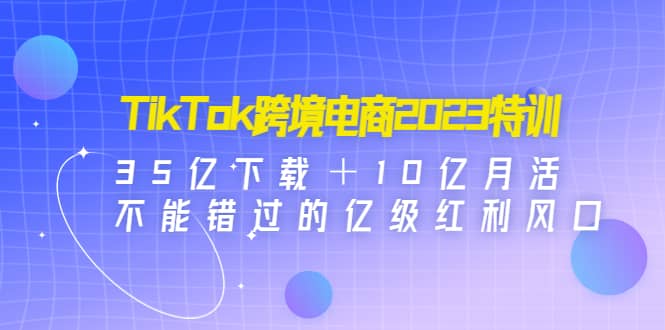 TikTok跨境电商2023特训：35亿下载＋10亿月活，不能错过的亿级红利风口-淘金创客
