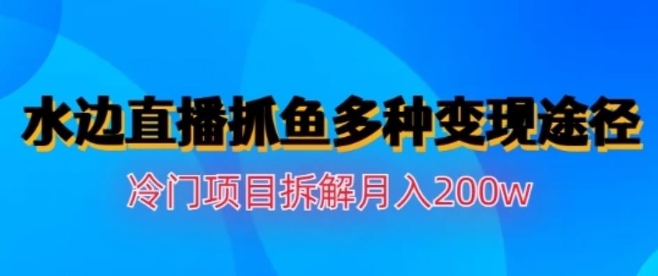 水边直播抓鱼，多种变现途径冷门项目，月入200w拆解【揭秘】-淘金创客
