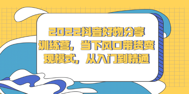 2022抖音好物分享训练营，当下风口带货变现模式，从入门到精通-淘金创客