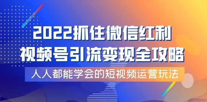 2022抓住微信红利，视频号引流变现全攻略，人人都能学会的短视频运营玩法-淘金创客