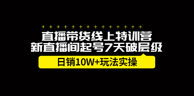 直播带货线上特训营，新直播间起号7天破层级日销10万玩法实操-淘金创客