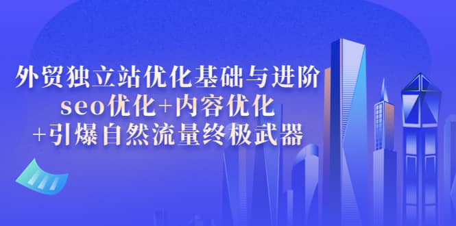 外贸独立站优化基础与进阶，seo优化+内容优化+引爆自然流量终极武器-淘金创客