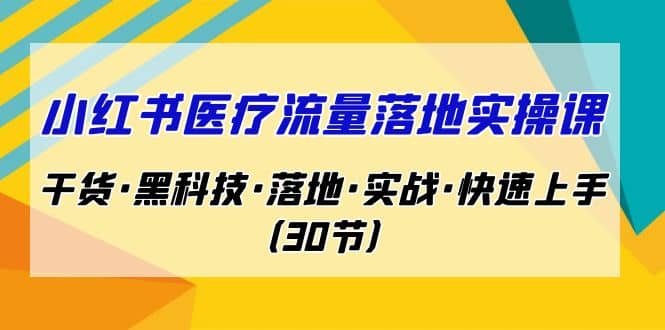 小红书·医疗流量落地实操课，干货·黑科技·落地·实战·快速上手（30节）-淘金创客