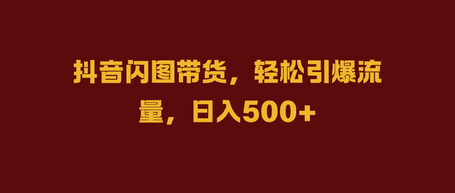 抖音闪图带货，轻松引爆流量，日入500+-淘金创客