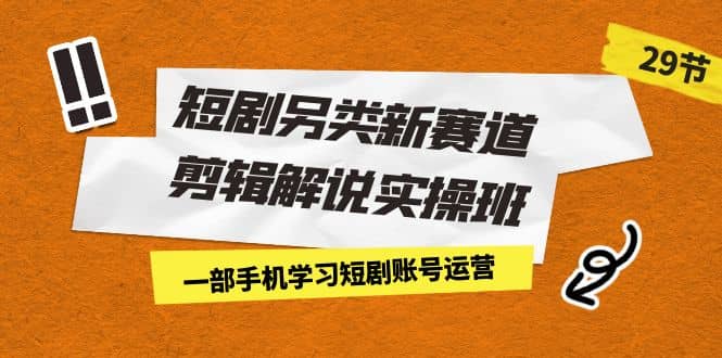 短剧另类新赛道剪辑解说实操班：一部手机学习短剧账号运营（29节 价值500）-淘金创客