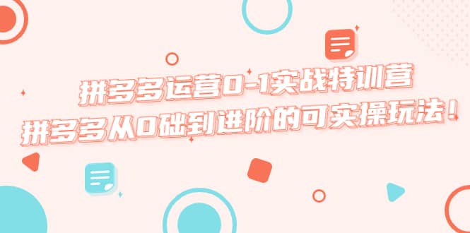 拼多多运营0-1实战特训营，拼多多从0础到进阶的可实操玩法-淘金创客