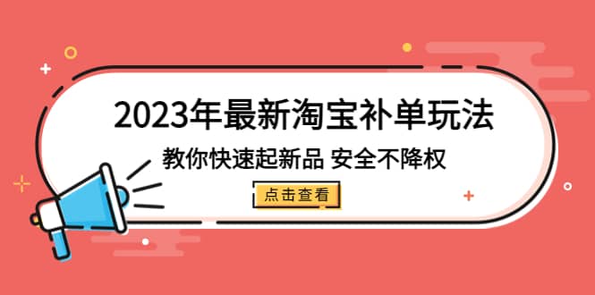 2023年最新淘宝补单玩法，教你快速起·新品，安全·不降权（18课时）-淘金创客