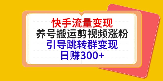 快手流量变现，养号搬运剪视频涨粉，引导跳转群变现日赚300+-淘金创客