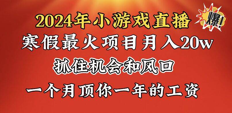 2024年寒假爆火项目，小游戏直播月入20w+，学会了之后你将翻身-淘金创客