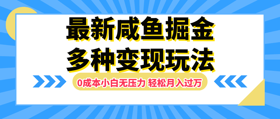 最新咸鱼掘金玩法，更新玩法，0成本小白无压力，多种变现轻松月入过万-淘金创客