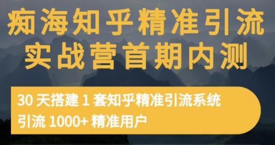 痴海知乎精准引流实战营1-2期，30天搭建1套知乎精准引流系统，引流1000+精准用户-淘金创客