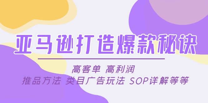 亚马逊打造爆款秘诀：高客单 高利润 推品方法 类目广告玩法 SOP详解等等-淘金创客