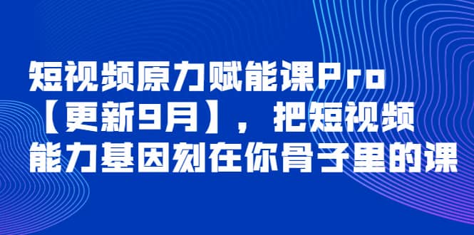 短视频原力赋能课Pro【更新9月】，把短视频能力基因刻在你骨子里的课-淘金创客