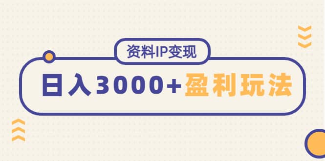 资料IP变现，持续性盈利玩法-淘金创客