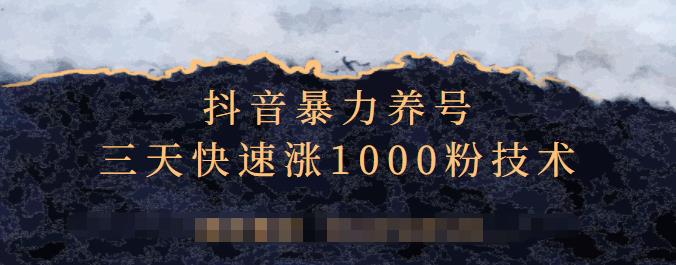 抖音暴力养号，三天快速涨1000粉技术【视频课程】-淘金创客