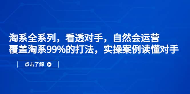 淘系全系列，看透对手，自然会运营，覆盖淘系99%·打法，实操案例读懂对手-淘金创客