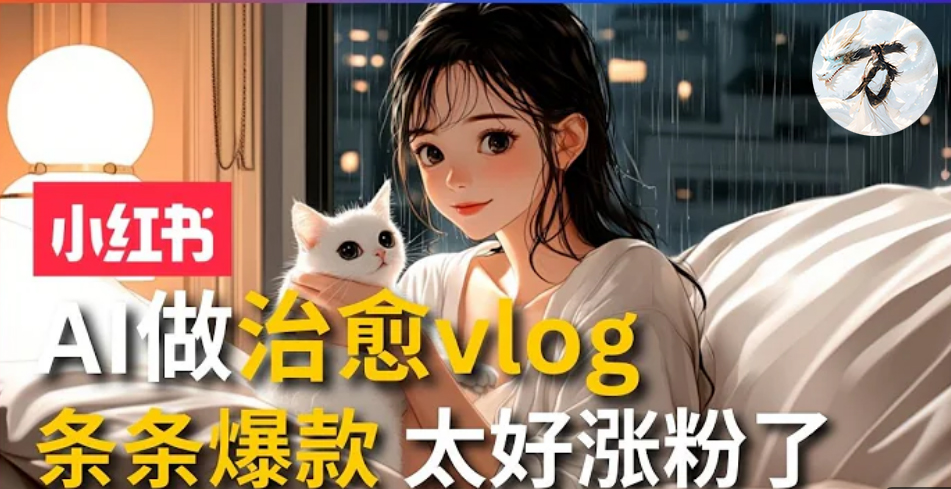 AI治愈系vlog动画视频，小红书7天 涨粉破千，商单报价1500+，0成本制作，日入2000+，有手就会 -淘金创客