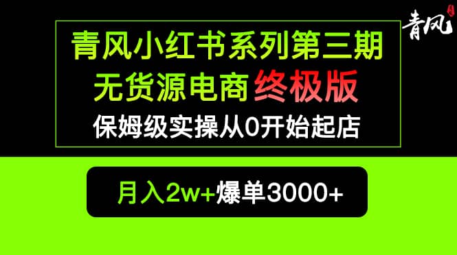 小红书无货源电商爆单终极版【视频教程+实战手册】保姆级实操从0起店爆单-淘金创客