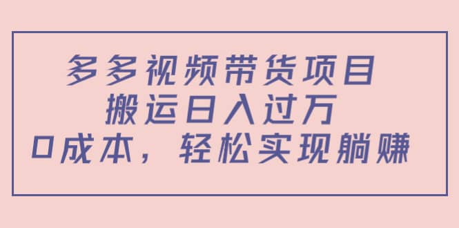 多多视频带货项目（教程+软件）-淘金创客