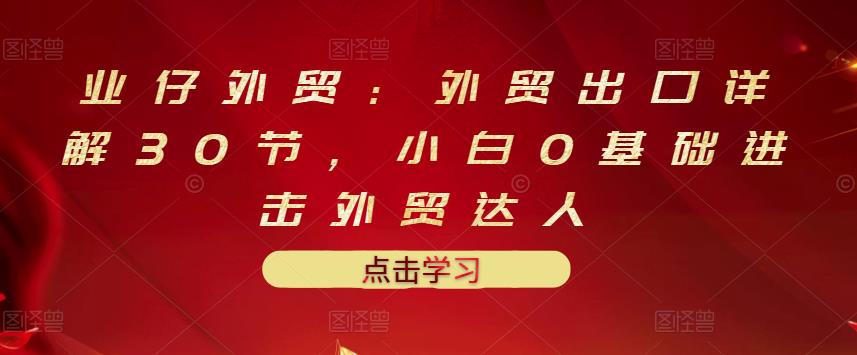 业仔外贸：外贸出口详解30节，小白0基础进击外贸达人 价值666元-淘金创客