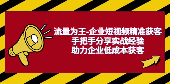 流量为王-企业 短视频精准获客，手把手分享实战经验，助力企业低成本获客-淘金创客