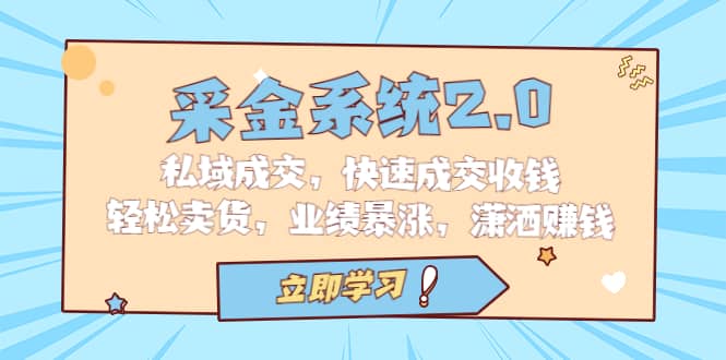 采金 系统2.0，私域成交，快速成交收钱，轻松卖货，业绩暴涨，潇洒赚钱-淘金创客