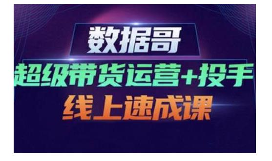 数据哥·超级带货运营+投手线上速成课，快速提升运营和熟悉学会投手技巧-淘金创客