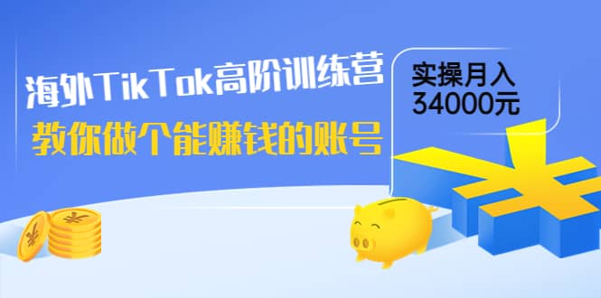 海外TikTok高阶训练营：教你做个能赚钱的账号，实操月入34000元！-淘金创客