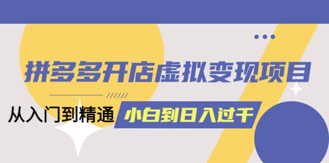 拼多多开店虚拟变现项目：入门到精通 从小白到日入1000（完整版）4月10更新-淘金创客