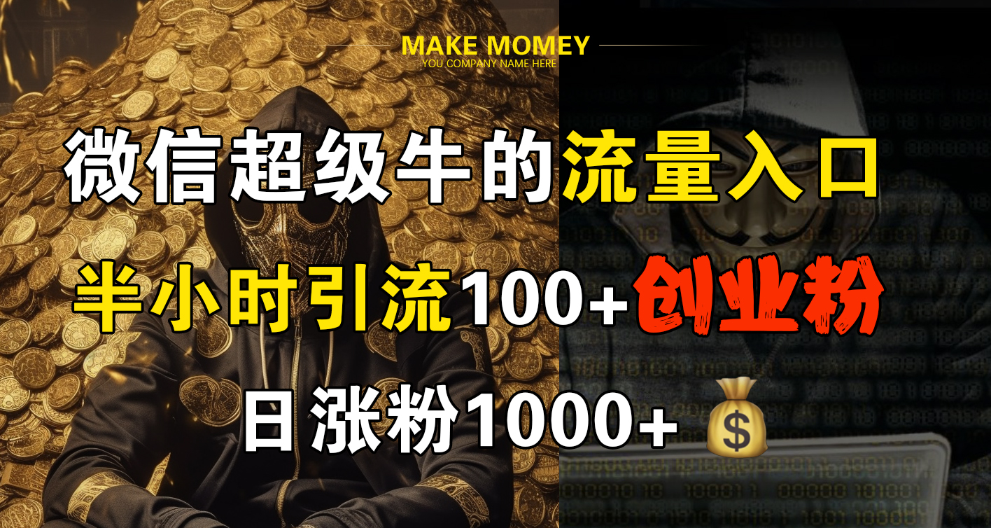 微信超级牛的流量入口，半小时引流100+创业粉，日涨粉1000+-淘金创客